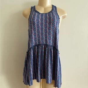 Matilda Jane Beyond the Horizon Flow Tunic Tank Blue Floral Wheel Hem Classic XS